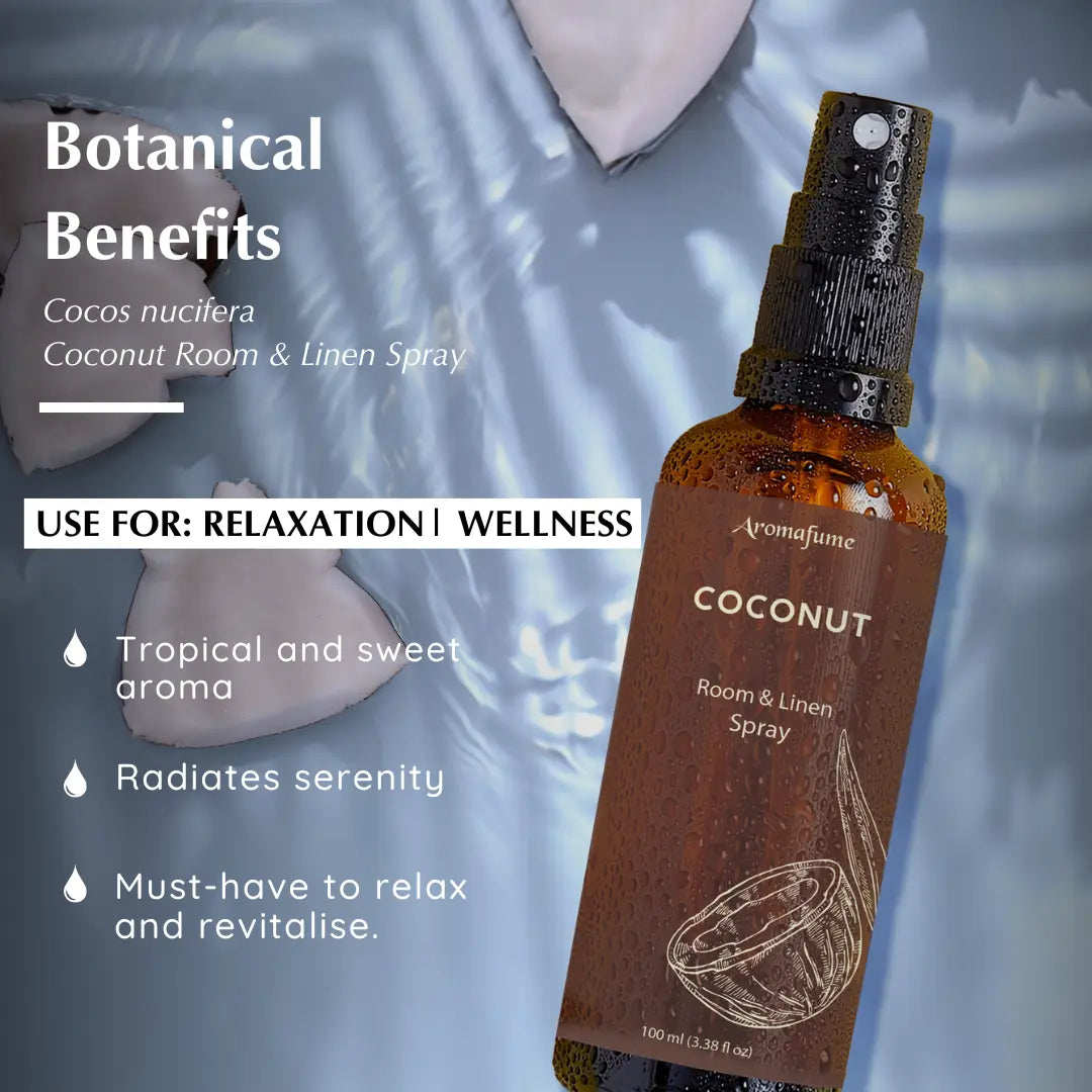 Botanical benefits Coconut room spray - Spritz for energy and mood boost. The aroma is cheerful.
