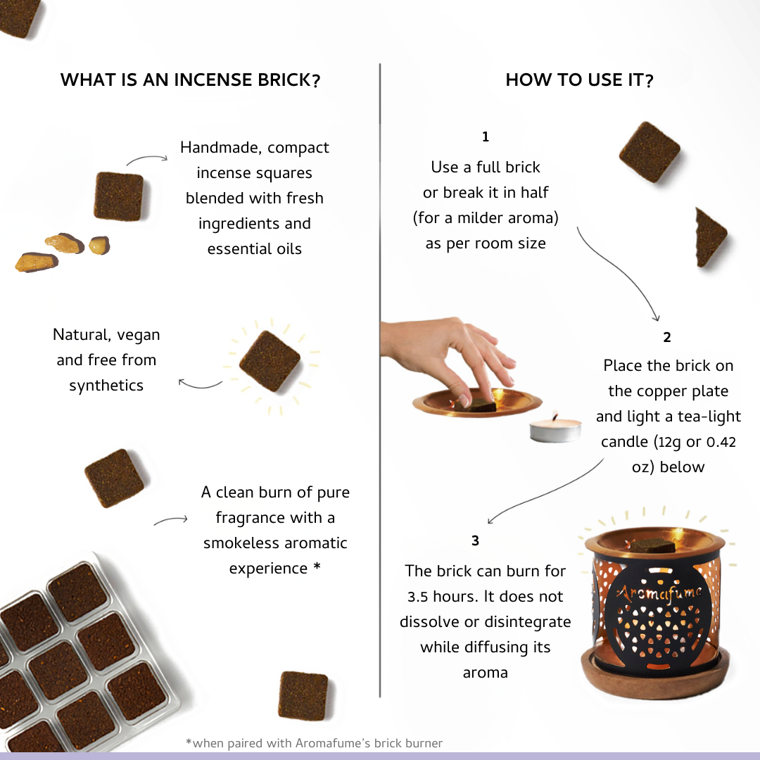 How To Use - Place natural, non-toxic, charcoal-free incense on burner and light