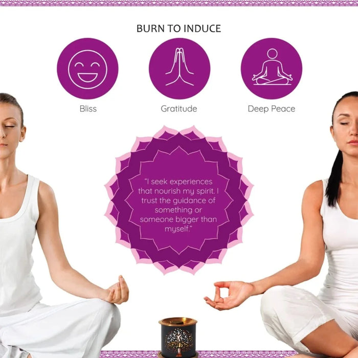Burn Crown Chakra incense to induce bliss, gratitude and deep peace.