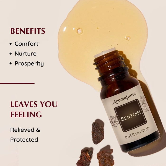Benzoin oil: Comforts the mind, calms emotions, and grounds your energy deeply