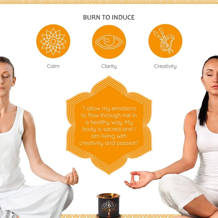 Burn Sacral Chakra incense to induce calm, clarity and creativity.