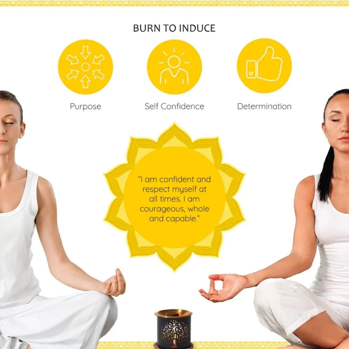 Burn Solar Plexus incense to induce purpose, self-confidence and determination.