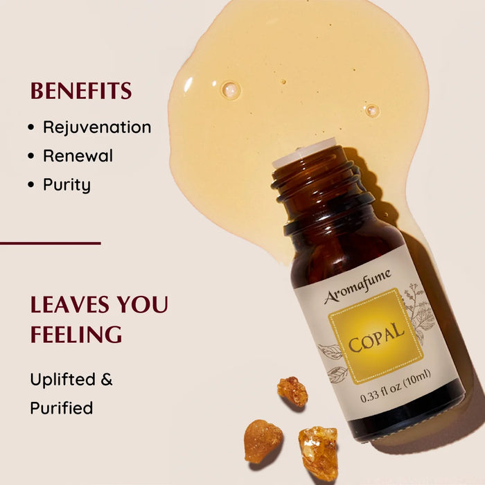 Copal oil: Enhances meditation, clears stagnant energy, and lifts the mood naturally