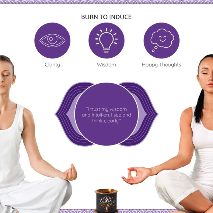 Burn Third-Eye Chakra incense to induce clarity, wisdom and happy thoughts.