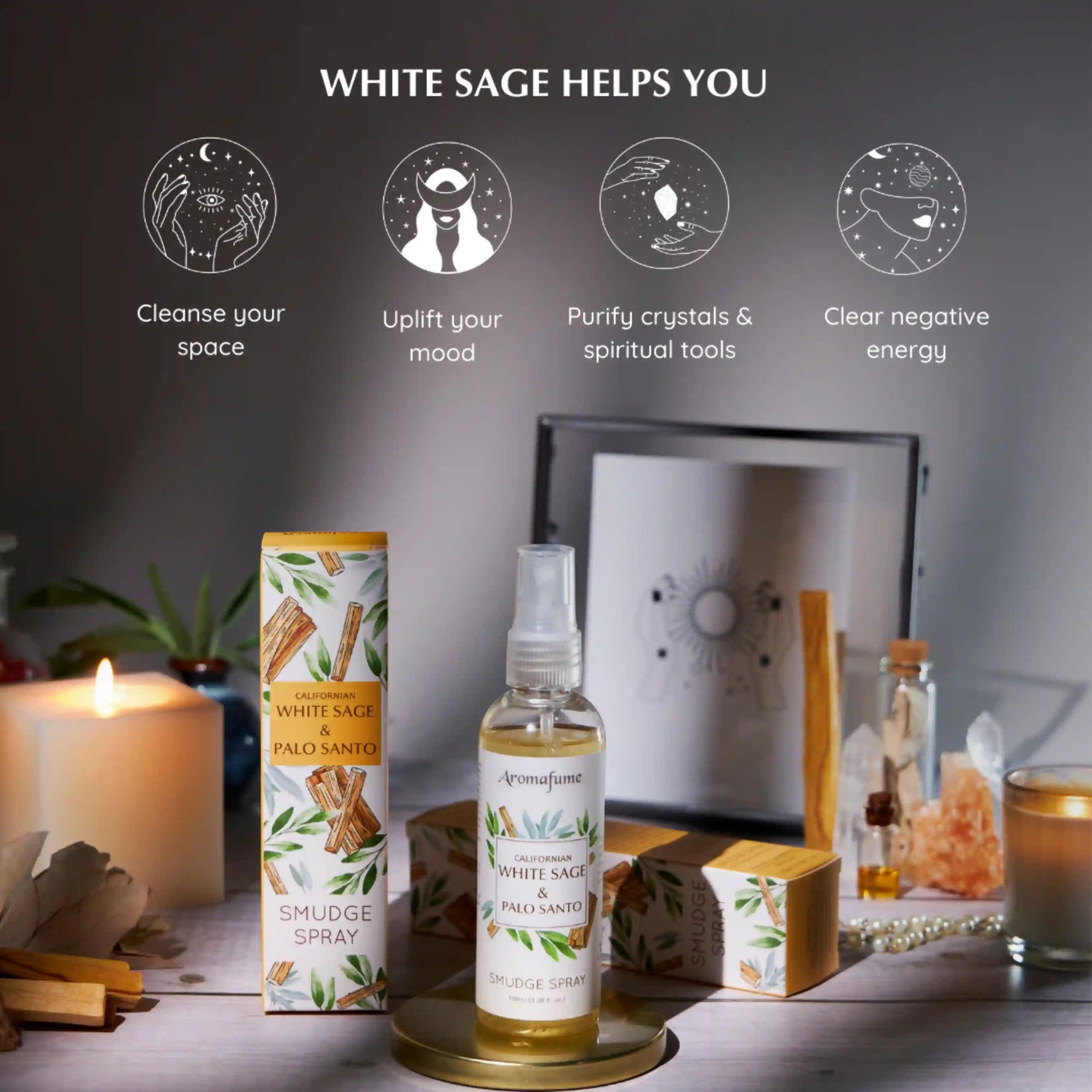 Use White Sage & Palo Santo to cleanse, uplift, purify and clear negativity