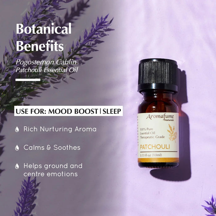 Botanical benefits of Patchouli -  
Use for Mood boost and Sleep. 
Help ground and center emotions