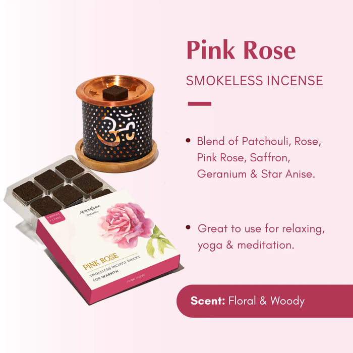 Temple Flowers - Smokeless Incense & Om Burner Combo