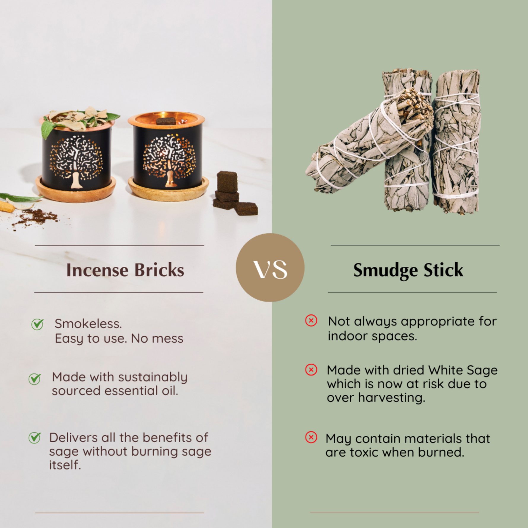 Smokeless Incense Bricks - easy to use, smokeless, long masting and made with ethically sourced essential oils