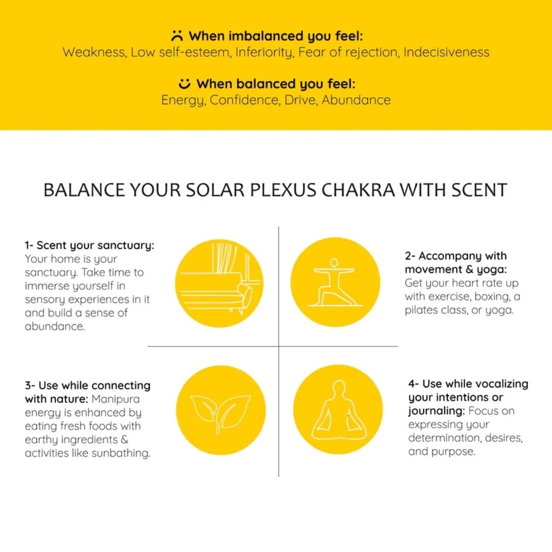 Balance your Solar Plexus Chakra by exercising, doing yoga, connecting with nature, journaling and more.