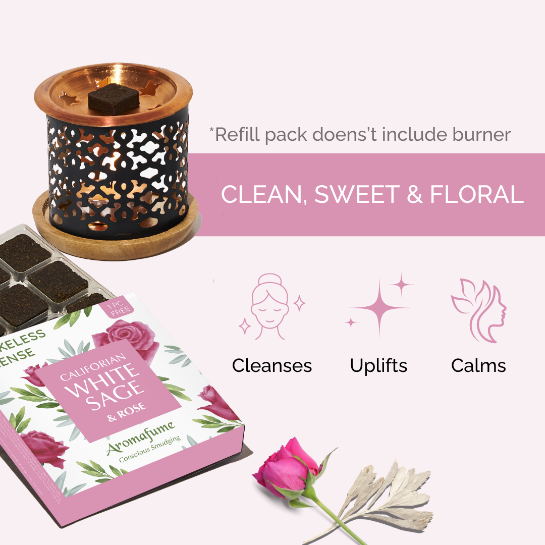 White Sage & Rose Incense Bricks - Refill