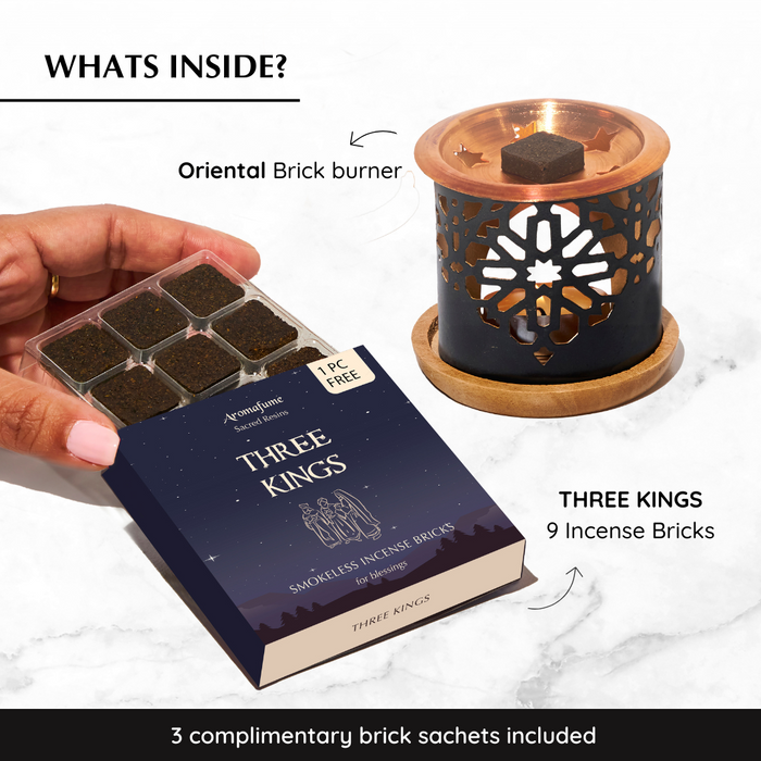 Three Kings Incense Bricks & Burner Set
