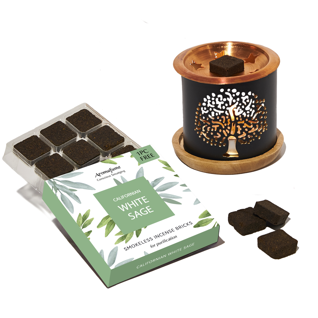 White Sage Incense Bricks & Burner Set