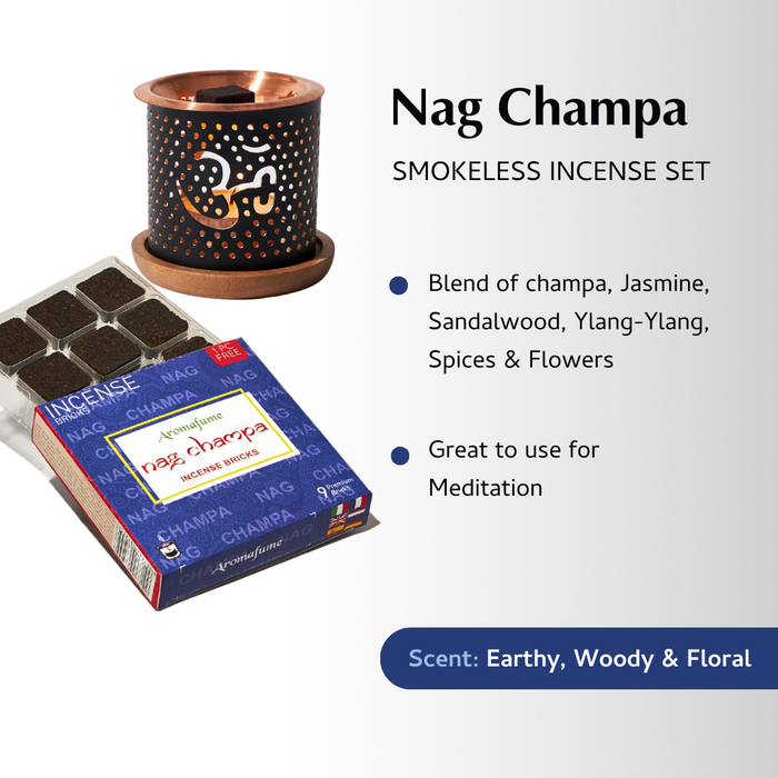 Temple Flowers - Smokeless Incense & Om Burner Combo